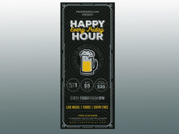 Happy Hour Promotion Roll Up Banner PSD Template