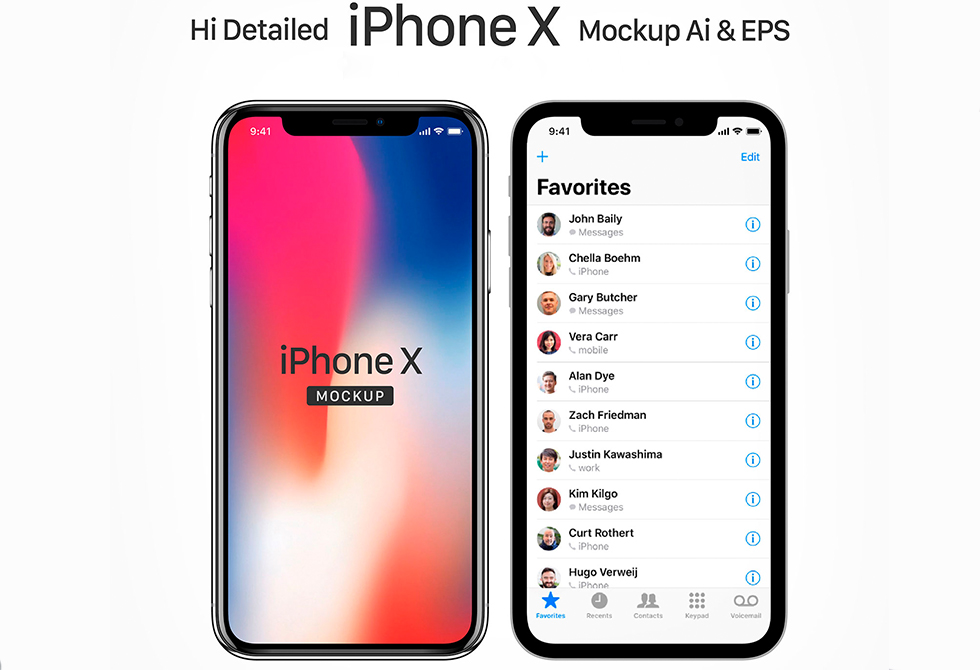Мокап Apple X iPhone в Ai & EPS
