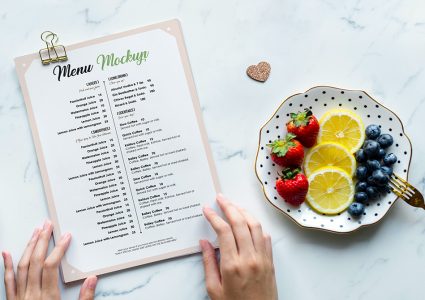 Мокап меню ресторана